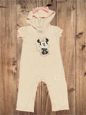 Disney Baby Romper One Piece Pink Minnie Mouse Sz 6-9 M NEW